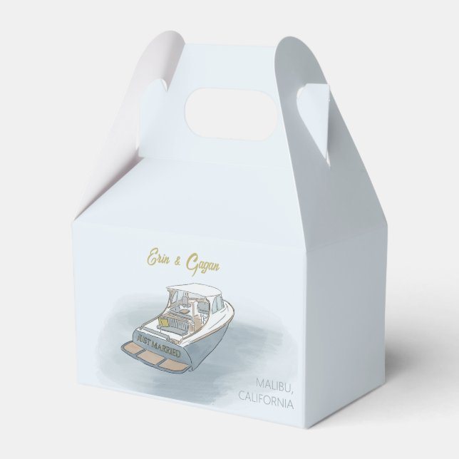 Just married boat for wedding  favor box (Front Side)