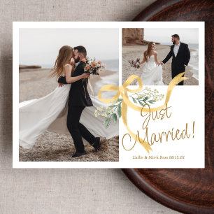 Just Married Bow Elopement Photo Announcement Postcard