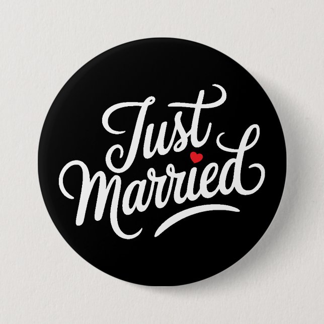 Just Married Bridal 3 Inch Round Button (Front)