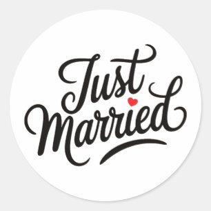 Just Married Bridal Classic Round Sticker