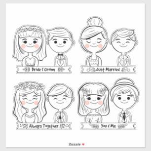 Just Married Bride and Groom Sticker