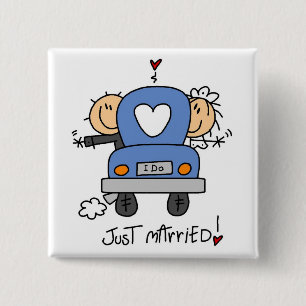 Just Married Bride and Groom T-shirts and Gifts 2 Inch Square Button