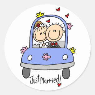 Just Married Bride and Groom T-shirts and Gifts Classic Round Sticker