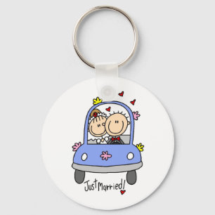 Just Married Bride and Groom T-shirts and Gifts Keychain