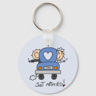Just Married Bride and Groom T-shirts and Gifts Keychain