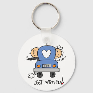 Just Married Bride and Groom T-shirts and Gifts Keychain