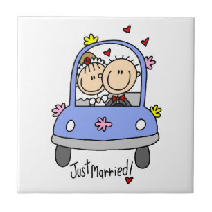 Just Married Bride and Groom T-shirts and Gifts Tile