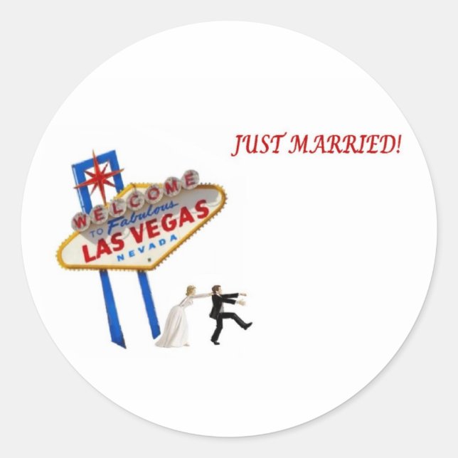 JUST MARRIED BRIDE CHASING GROOM STICKER (Front)
