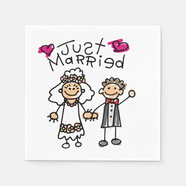 Just Married Bride Groom Napkin (Front)