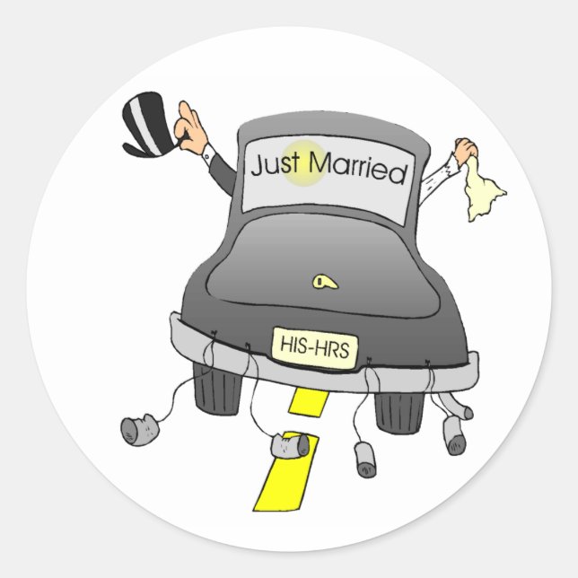 Just Married (Car) Classic Round Sticker (Front)