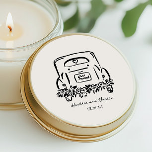 Just Married Car Custom Wedding Favors Classic Round Sticker