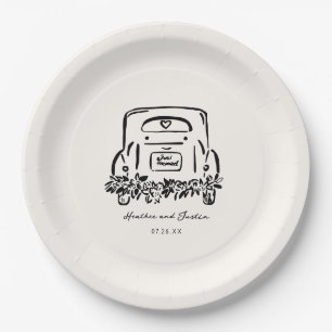 Just Married Car Custom Wedding Favors Paper Plate
