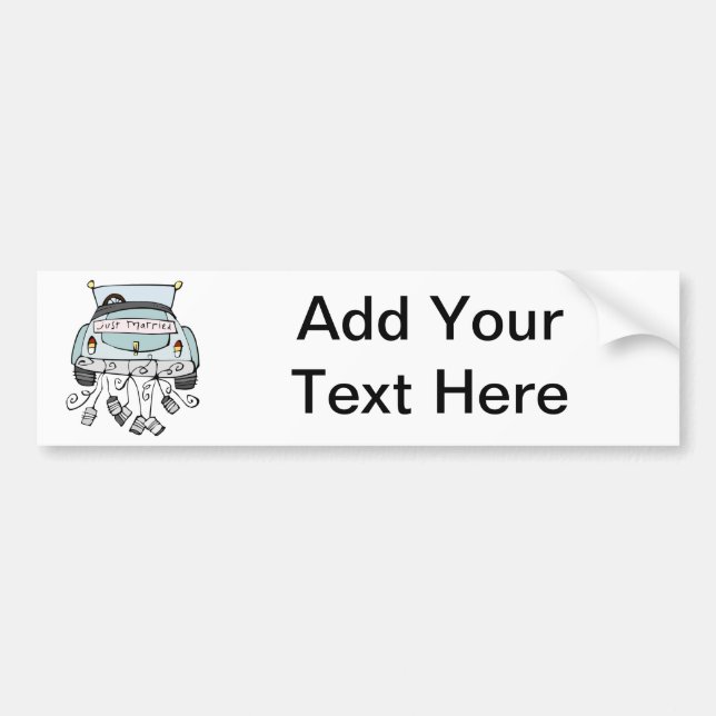 Just married car dragging cans bumper sticker (Front)