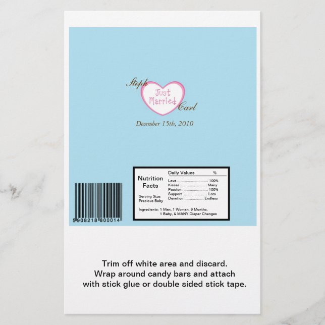 Just Married Car Wedding Large Candy Bar Wrap Flyer (Front)