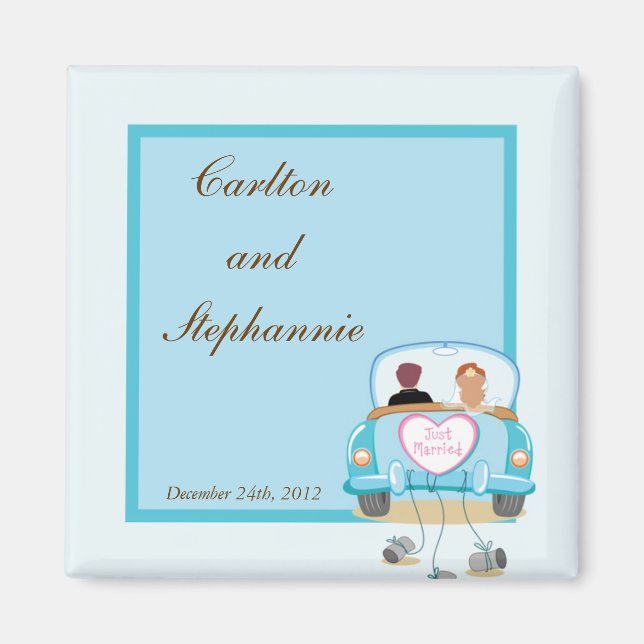 Just Married Car Wedding Magnet Favour (Front)