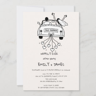 Just Married Car Wedding Reception  Invitation