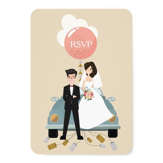 Just married car wedding Respond card. Card