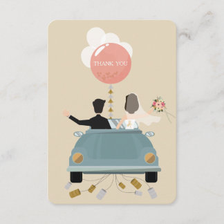 Just married car wedding Thank You card. Card