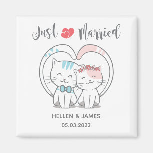 Just Married Cat Wedding  Magnet