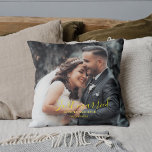 Just Married Celebrate Love with personalised  Throw Pillow<br><div class="desc">Illuminate your love story with our enchanting "Just Married" pillar candle. Perfect for adding a romantic ambiance to your wedding celebration or your home, this beautifully crafted candle features the heartfelt phrase "Just Married" along with your special wedding date. Light it to commemorate your love on anniversaries or special occasions,...</div>