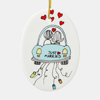 Just Married Ceramic Ornament