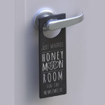 Just Married Chalkboard Honeymoon Door Hanger<br><div class="desc">Congratulations to The Happy Couple! If you're off on honeymoon,  take this chalkboard inspired personalized hearts door handle with you to pop on your hotel/motel/cruise door so that you won't be disturbed. Not real chalkboard - it's a printed effect - the text will never rub off!</div>