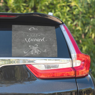 Just Married Chalkboard Weddings Rings and Bells  