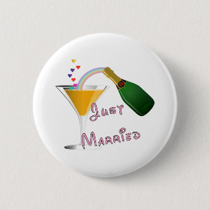 Just Married Champagne Wedding Toast 2 Inch Round Button