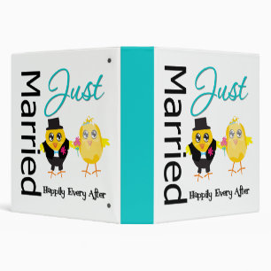 Just Married Chick Couple Wedding Photo Album v1 Binder