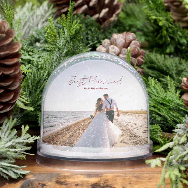 Just Married Christmas Greetings Customize Photo (Hiver)