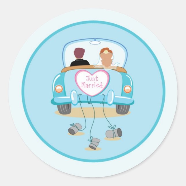 Just Married Classic Car Wedding Envelope Seal (Front)