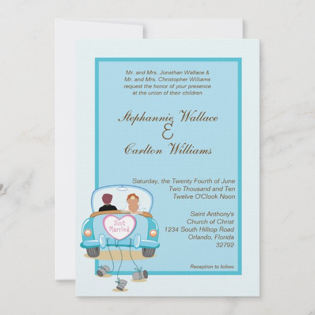 Just Married Classic Car Wedding Invitation (Front)