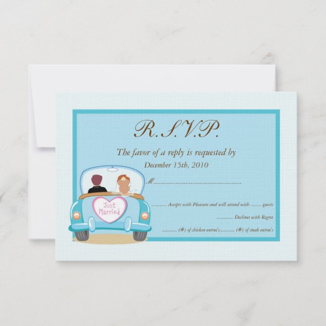 Just Married Classic Car Wedding RSVP (Front)