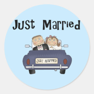 Just Married Classic Round Sticker