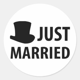just married classic round sticker