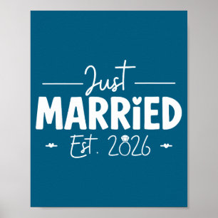 Just Married Couple Newlywed Bride Groom Poster