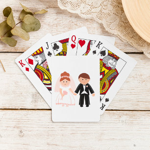 Just Married Couple Playing Cards