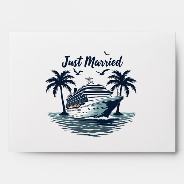 Just Married Cruising Summer Wedding Husband Wife Envelope (Front)