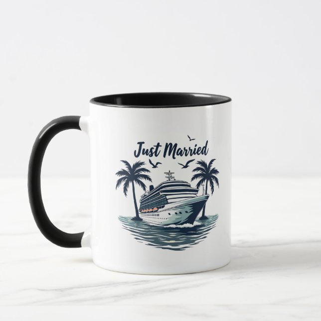 Just Married Cruising Summer Wedding Husband Wife Mug (Left)