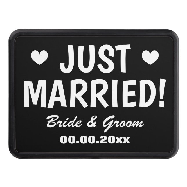 Just Married custom wedding vehicle sign Trailer Hitch Cover (Front)