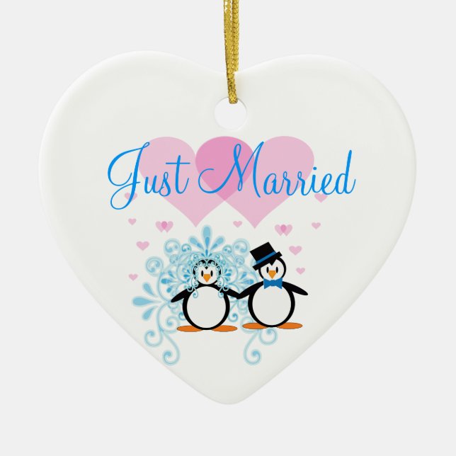 Just Married - Customizable Ceramic Ornament (Front)