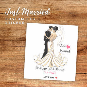 Just Married Customizable Couple Sticker