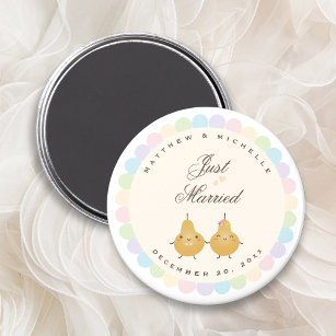 Just Married Cute Perfect Pair Wedding Favour Magnet