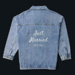 Just Married Denim Jacket white<br><div class="desc">This super cute and trendy jean jacket is accented with Just Married and the wedding date, making it perfect for the newlywed.</div>