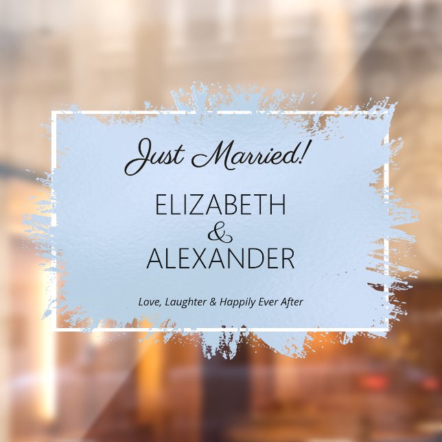 Just Married! Dusty Blue Faux Foil Window Cling (Sheet 2)