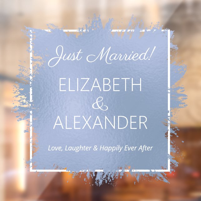 Just Married Dusty Blue Window Cling (Sheet 2)