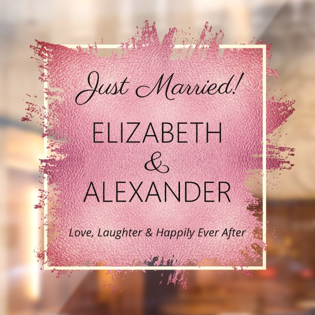 Just Married! Dusty Rose Faux Foil Window Cling (Sheet 2)