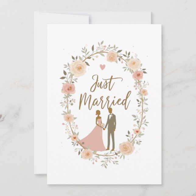 🎨 "Just Married – Elegans Floral Frame" Invitation (Front)