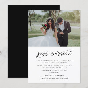 Just married Elegant calligraphy announcement