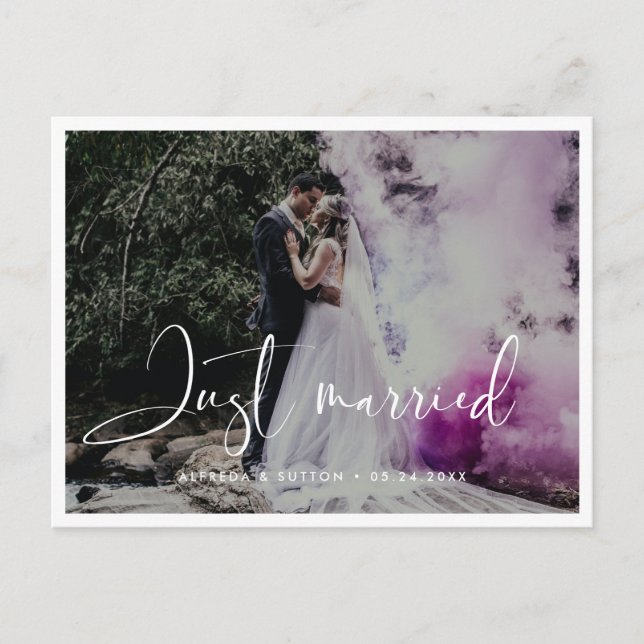 Just married Elegant & modern wedding photo Postcard (Front)